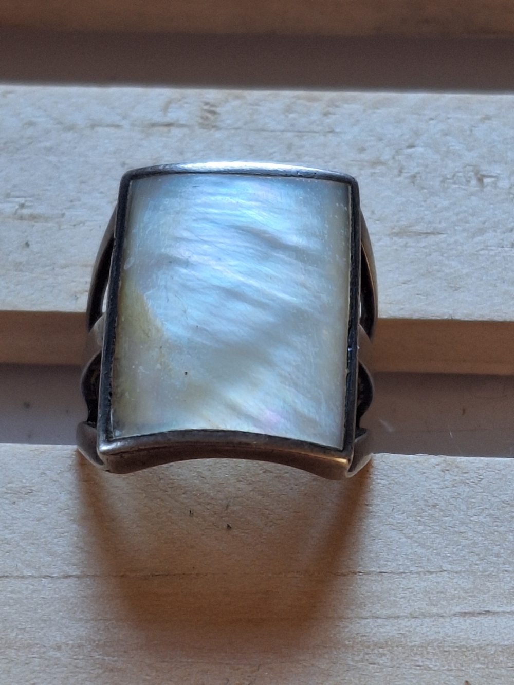 Mother of Pearl Sterling Silver Statement Ring -